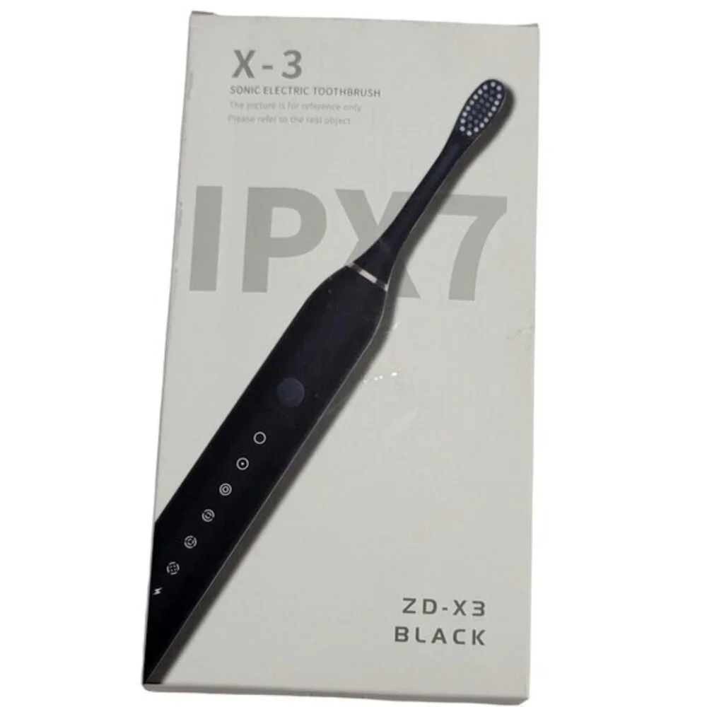 X-3 Sonic Electric Toothbrush IPX7 Waterproof Rechargeable Black